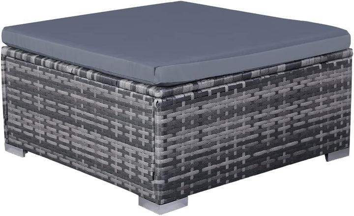 Mingone Hocker Rattan Outdoor mit Kissen Rattansofa Gartenmöbel-Set Sitzhocker Gartensofa für Terras