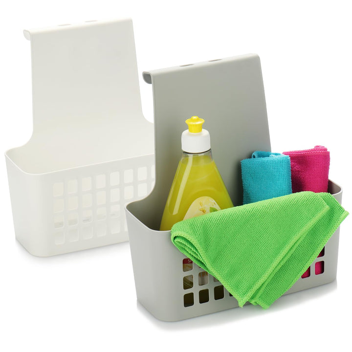 com-four® 2X Hängekorb, robuste Aufbewahrungsbox aus Kunststoff, Organizer für Küche, Bad und Kleide