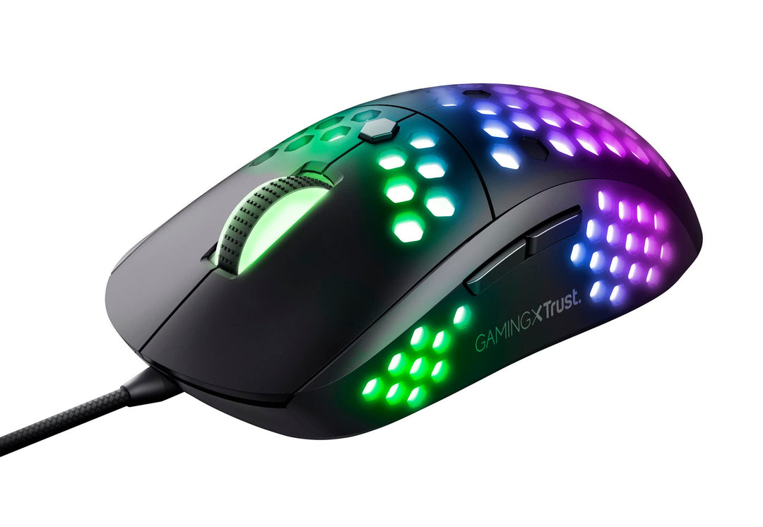 Trust Gaming GXT 960 Graphin Leichte RGB Gaming Maus, 74 g, 200-10.000 DPI, Einstellbare Pollrate bi