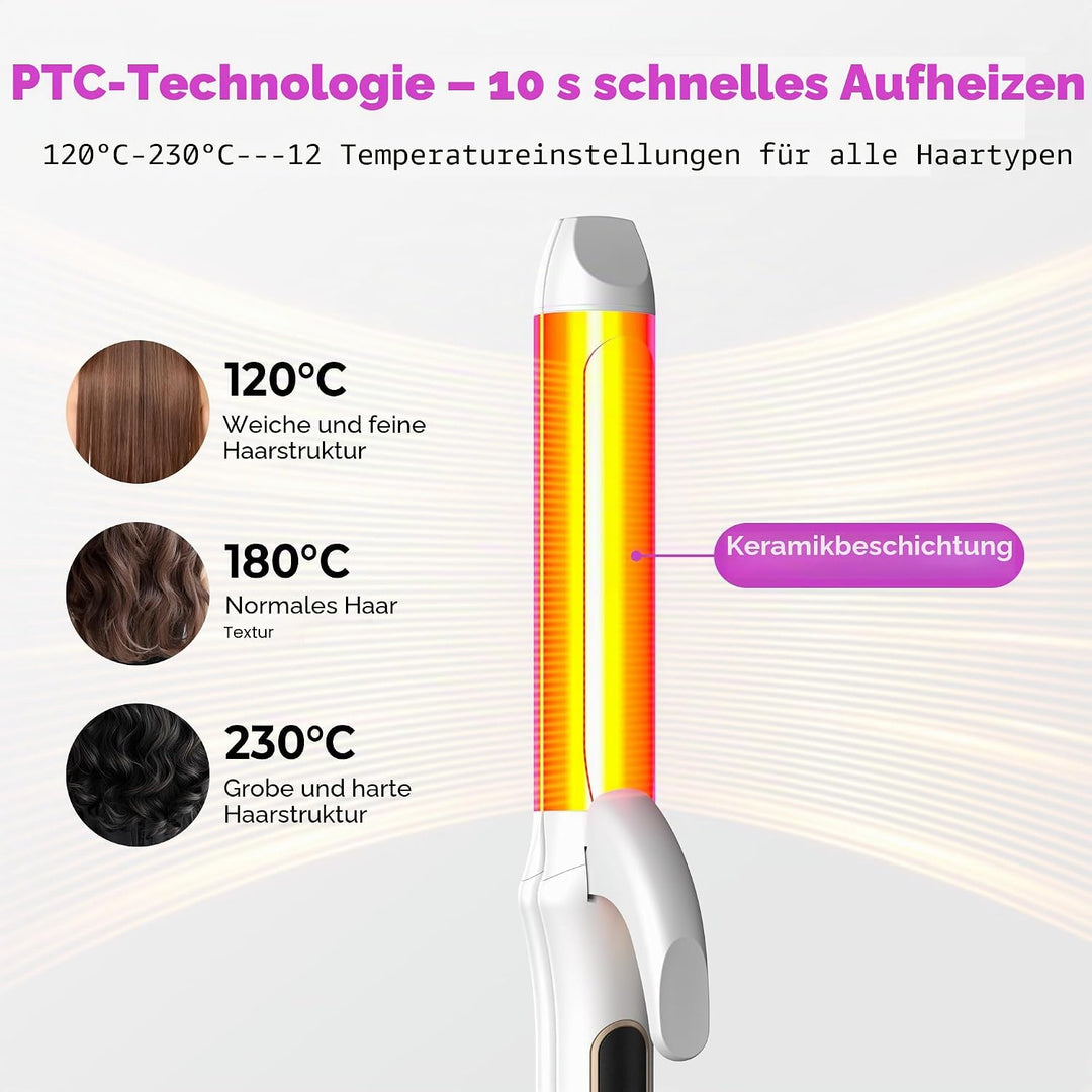2 in 1 Glätteisen und Lockenstab, Vereint Locken und Glattes Haar in Einem GeräT, 32mm-Keramik-Ionen
