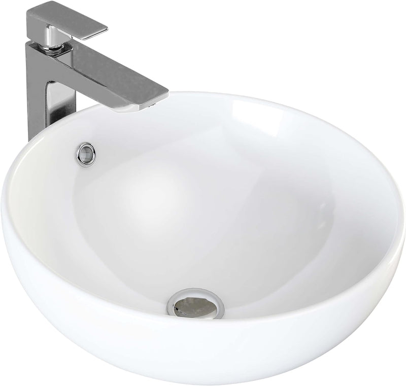 VILSTEIN Waschbecken, 44 cm, Keramik Aufsatz Waschschale, Weiss, Rund 44 x 44 x 17 cm, 44 x 44 x 17