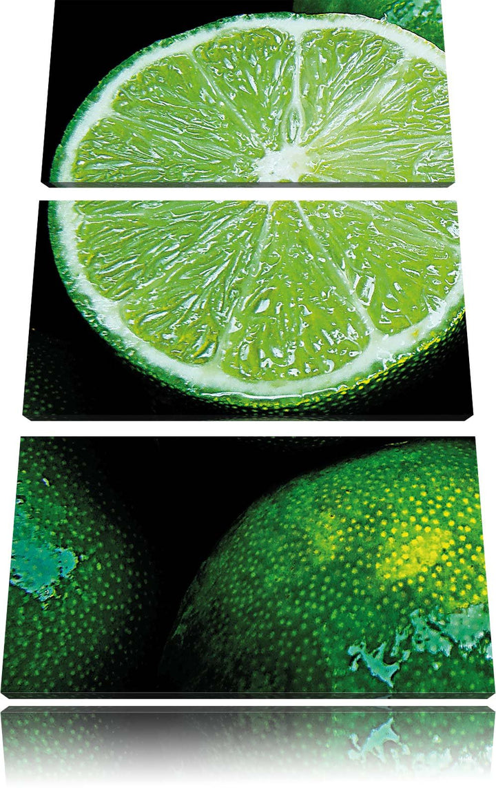 Pixxprint aufgeschnittene Limetten 3-Teiler Leinwandbild 120x80 Bild auf Leinwand