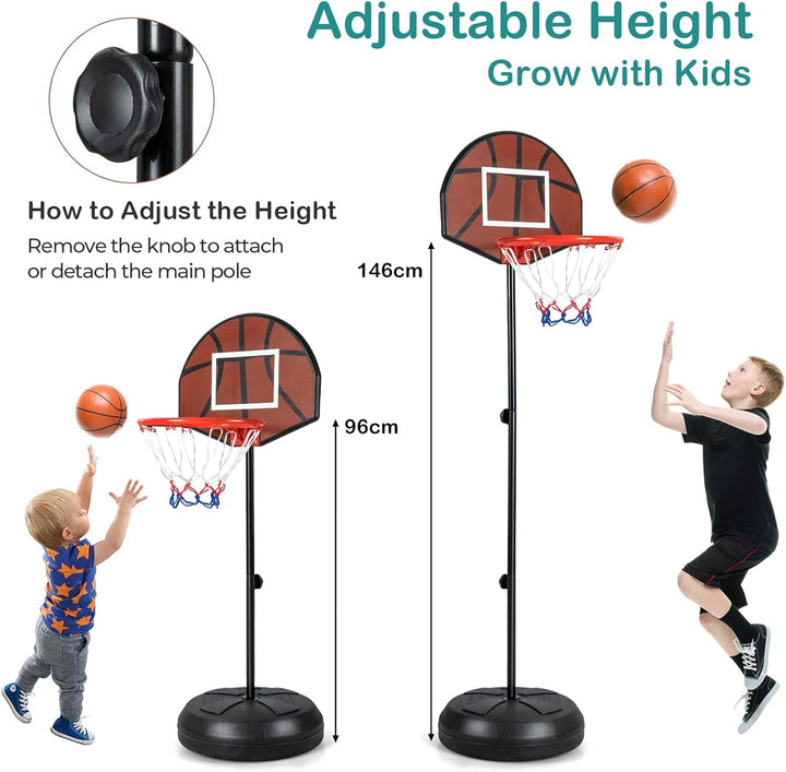 LIFEZEAL 2-in-1-Basketballkorb mit Dartscheibe, Basketballständer für Kinder mit doppelseitiger Seit