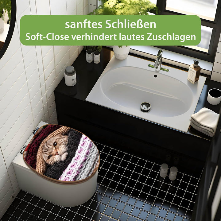 banjado Design WC Sitz Bambus Absenkautomatik 45,8x37,5cm - Toilettendeckel mit Absenkautomatik Holz