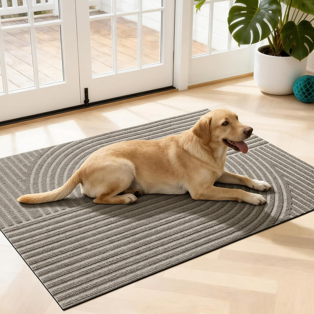 Fussmatte Innen Aussen 90x150cm, rutschfeste Schmutzfangmatte mit Saugkraft, Türmatte Waschbar Langl