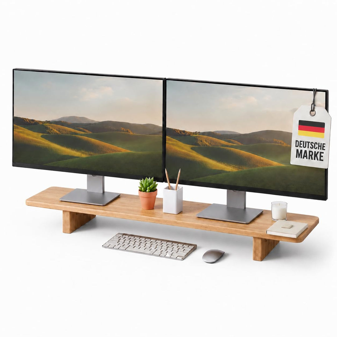 Monitor Ständer aus Holz, Ergonomischer Bildschirmerhöhung Schreibtischorganizer, Naturholz Desktop