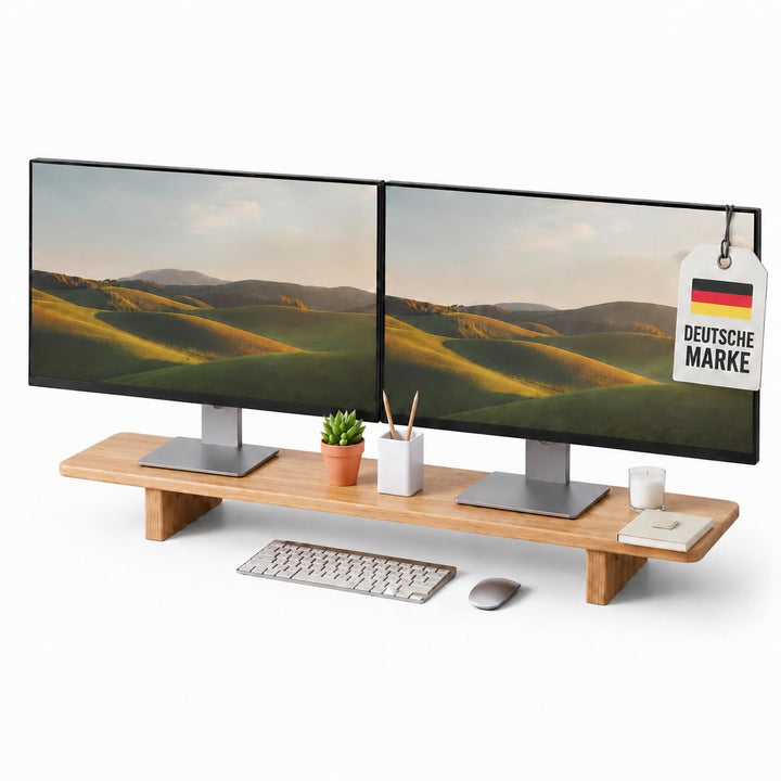 Monitor Ständer aus Holz, Ergonomischer Bildschirmerhöhung Schreibtischorganizer, Naturholz Desktop
