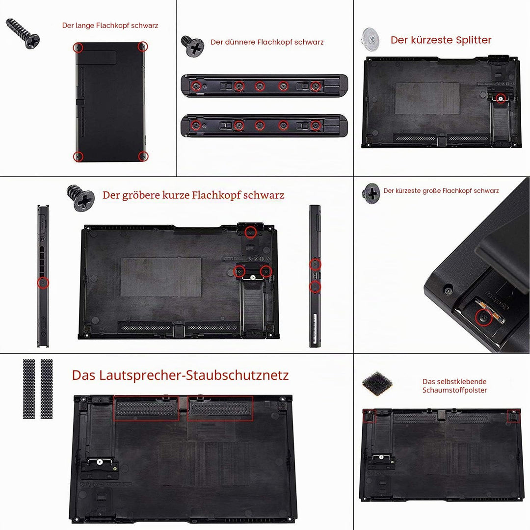 eXtremeRate Hülle Case für Nintendo Switch Joycon/Konsole, Rückgehäuse&amp;Kickstand für Switch Console,