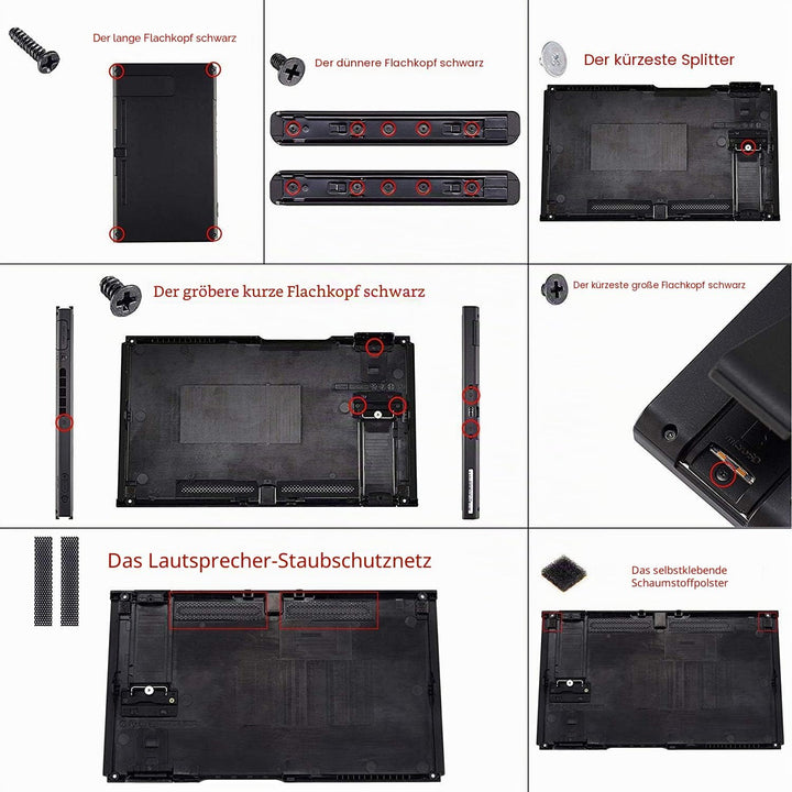 eXtremeRate Hülle Case für Nintendo Switch Joycon/Konsole, Rückgehäuse&amp;Kickstand für Switch Console,