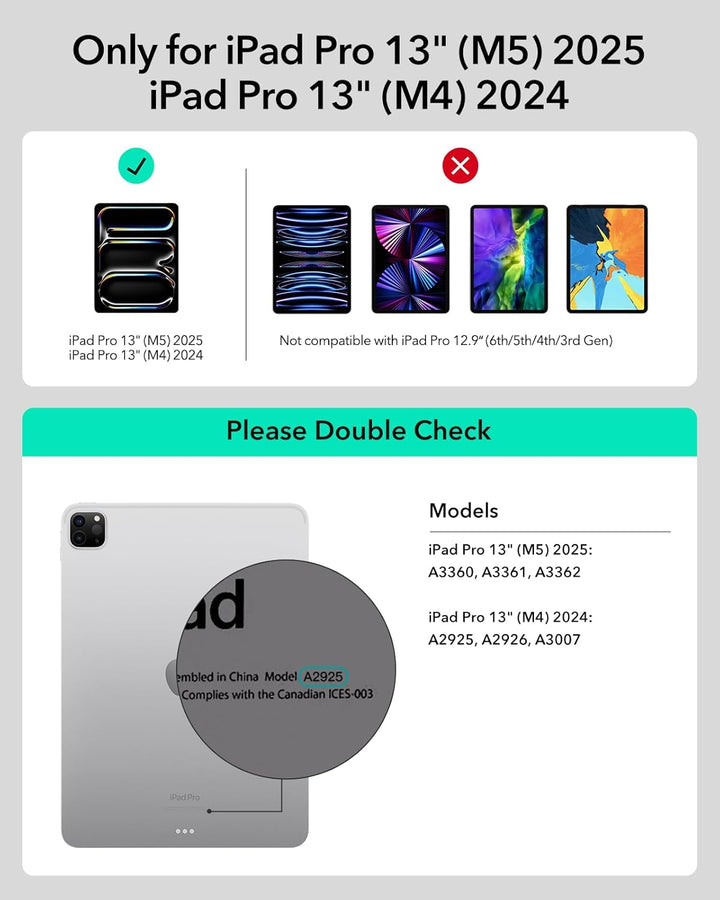 ESR für iPad Pro 13 Zoll (M5/M4) 2024 Tastatur Hülle mit Trackpad, Schwarz iPad Pro 13 (2024) Schwar