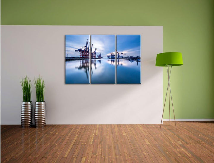 Pixxprint Hafen im Abendschein als Leinwandbild/Grösse: 3 Teilig (120x80) cm/Wandbild/Kunstdruck/fer