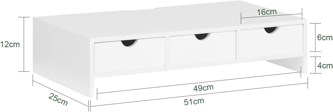 SoBuy BBF03-W Monitorerhöhung Monitorständer Bildschirmständer Schreibtischaufsatz mit Fächern und 3