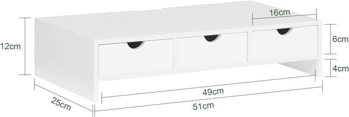 SoBuy BBF03-W Monitorerhöhung Monitorständer Bildschirmständer Schreibtischaufsatz mit Fächern und 3