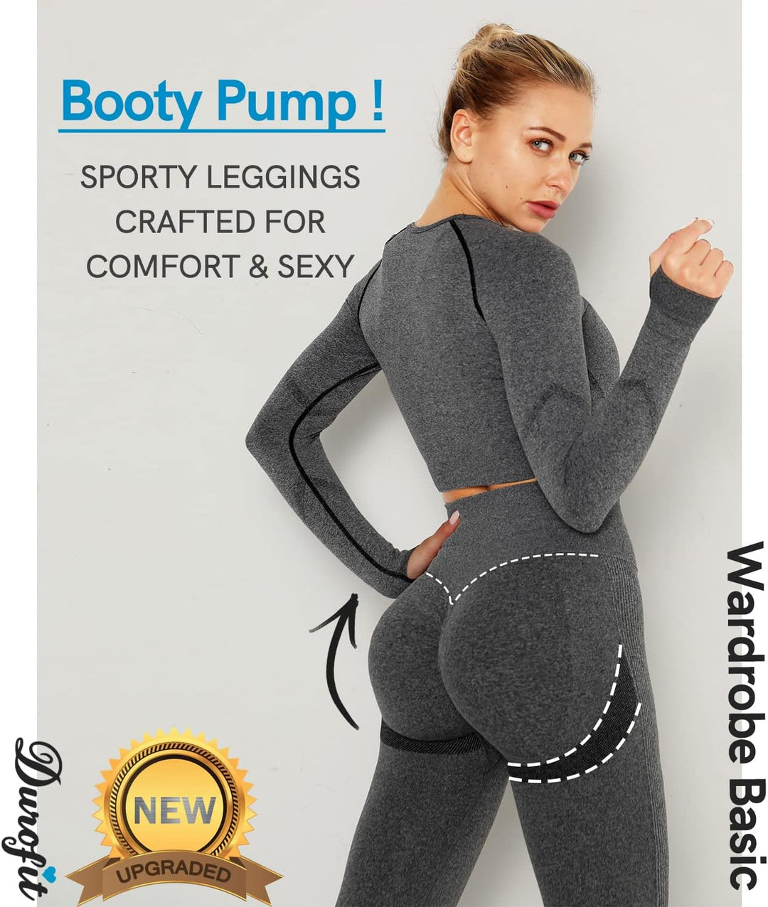 DUROFIT Scrunch Butt Sport Leggings Für Damen, High Waist Blickdicht Po Push Up Booty Leggings für S