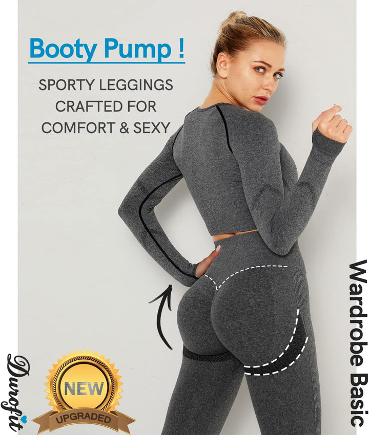 DUROFIT Scrunch Butt Sport Leggings Für Damen, High Waist Blickdicht Po Push Up Booty Leggings für S