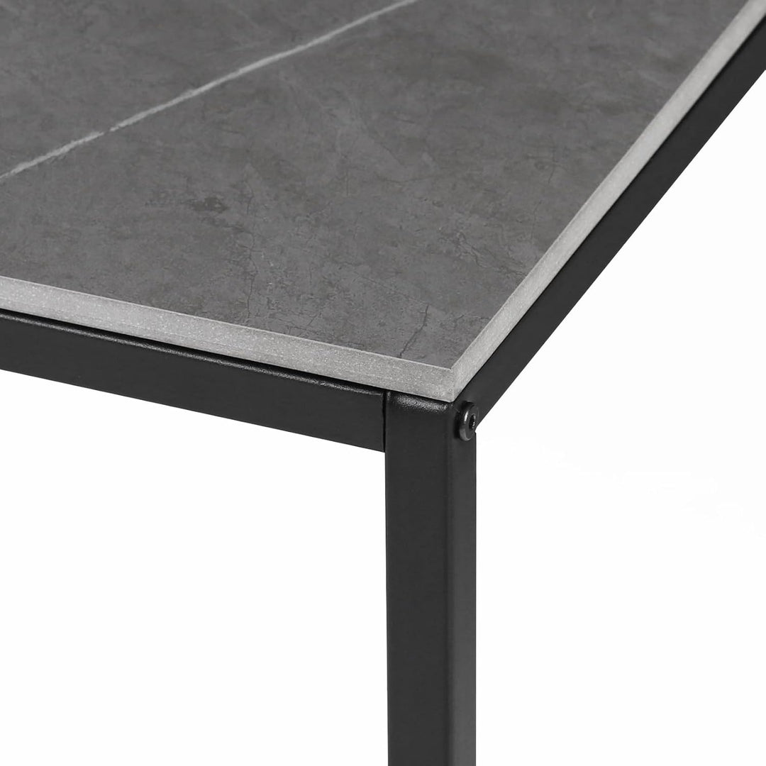 FATIVO Couchtisch Modern Grau Metallgestell: Marmor Quadratisch Skandinavisch Kaffeetisch Wohnzimmer