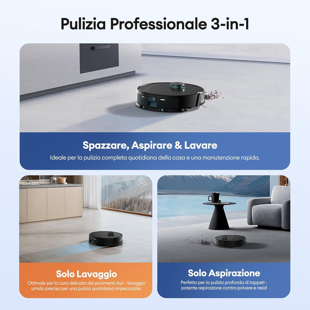 Ultenic Saugroboter mit Wischfunktion 6000Pa, Staubsauger Roboter mit LiDAR Navigation, 3 in 1 Saug