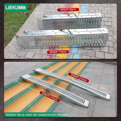 LIEKUMM 2X Auffahrrampe 440kg klappbar Laderampe, Stahl Verladerampe Laderampen für Anhänger Motorra