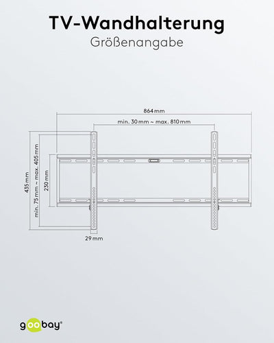 Goobay Wandhalterung 75 Zoll extra Flache Halterung für grosse Fernseher von 43 bis 100“ bis 75Kg ma