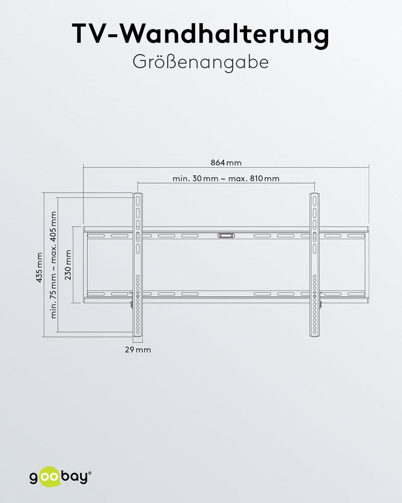 Goobay Wandhalterung 75 Zoll extra Flache Halterung für grosse Fernseher von 43 bis 100“ bis 75Kg ma