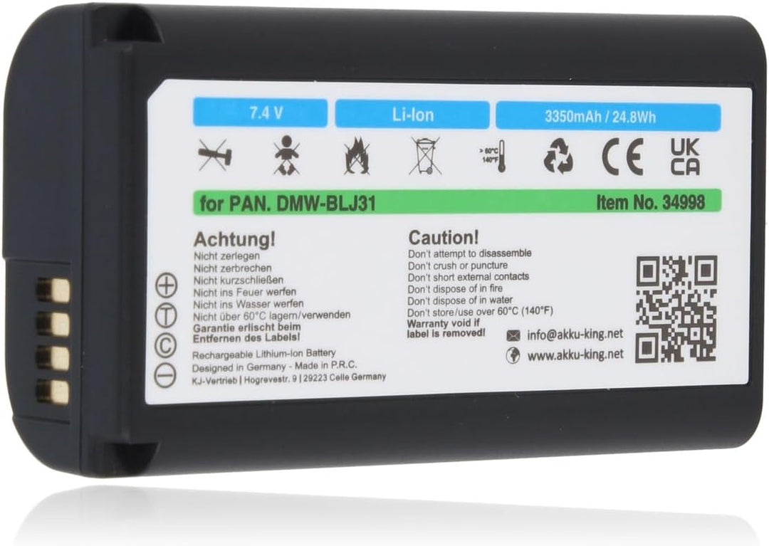 Akku-King Akku kompatibel mit Panasonic DMW-BLJ31 - Li-Ion 3500mAh - für Panasonic Lumix DC-S1, DC-S