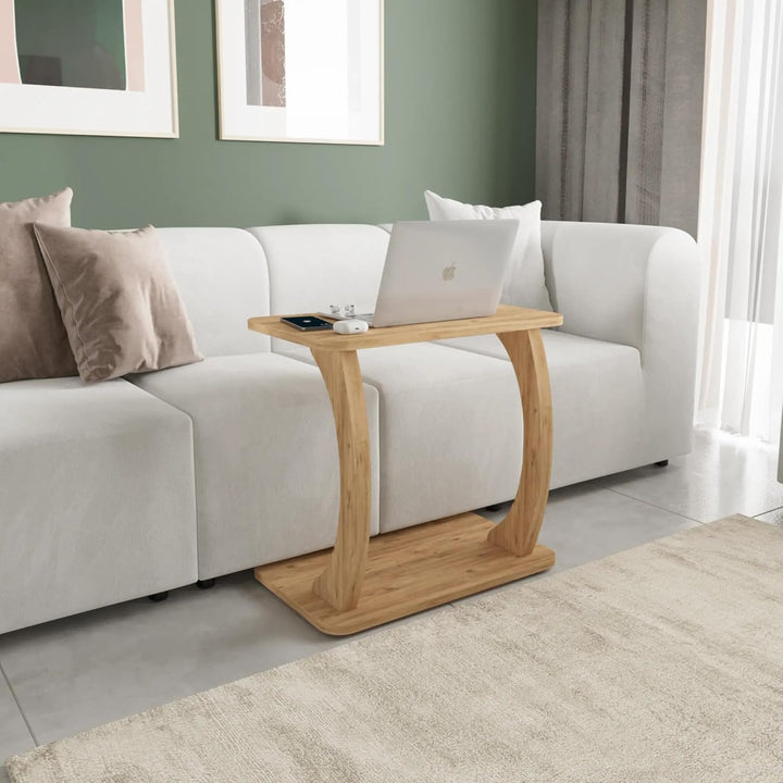 Tubibu C Form Kleiner Beistelltisch, Runder Tisch als Ablagefläche für Couch und Sofa mit Rollen, Ro