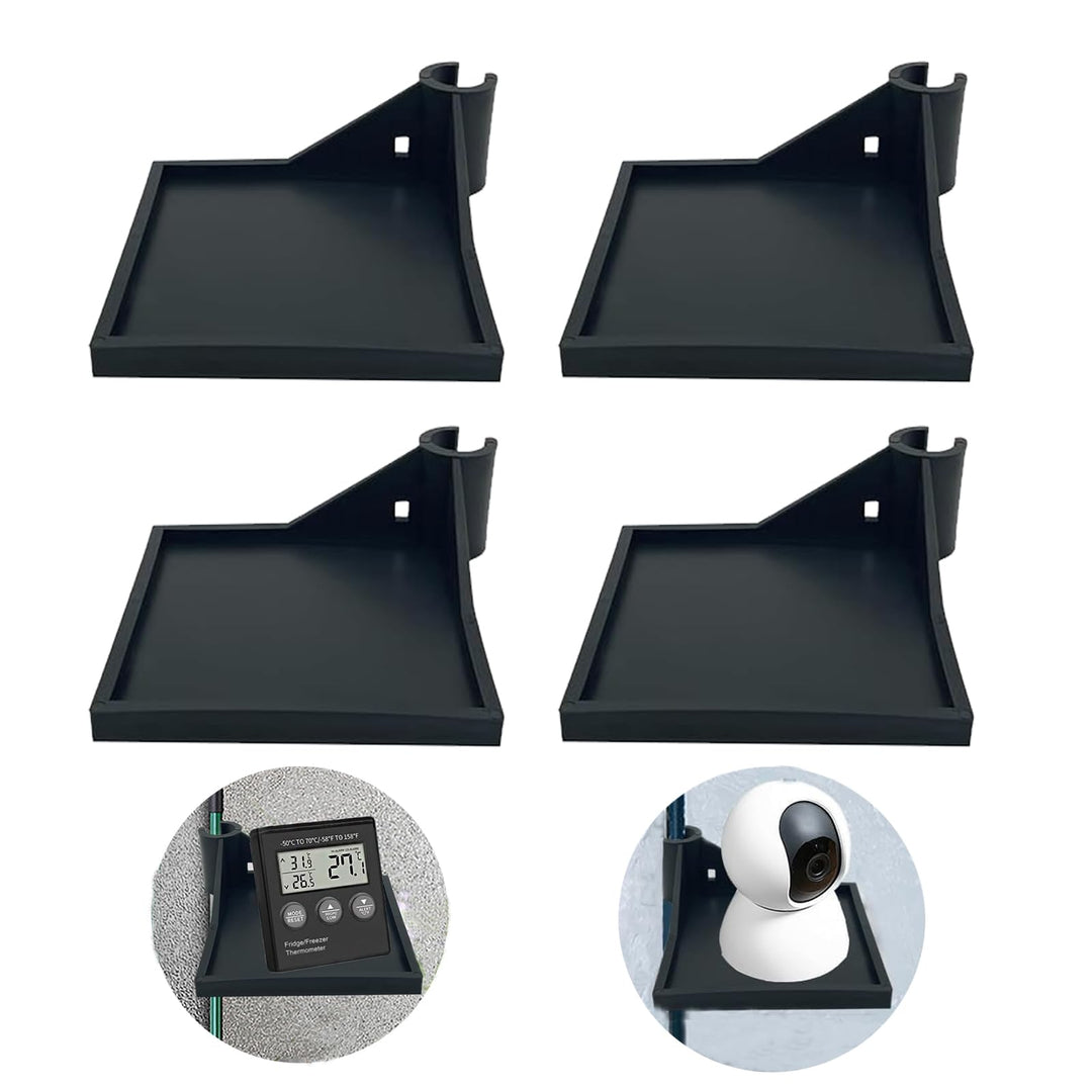 Growzelt Eckregal, Regale für das Hygrometer, Kamera & Pflanzzubehör, 16mm Stangen (4, Schwarz) 4 Sc