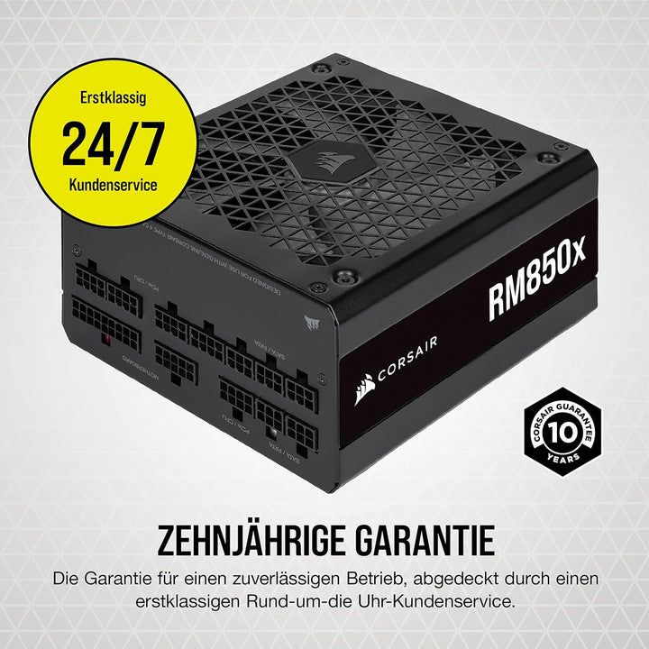 Corsair RM850x 80 PLUS Gold Vollmodulares 850 Watt ATX-Netzteil (135-mm-Lüfter mit Magnetschwebelage