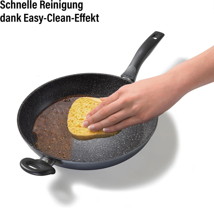 STONELINE Bratpfanne 32 cm, Pfanne Induktion geeignet, Pfanne mit echten Steinpartikeln beschichtet,