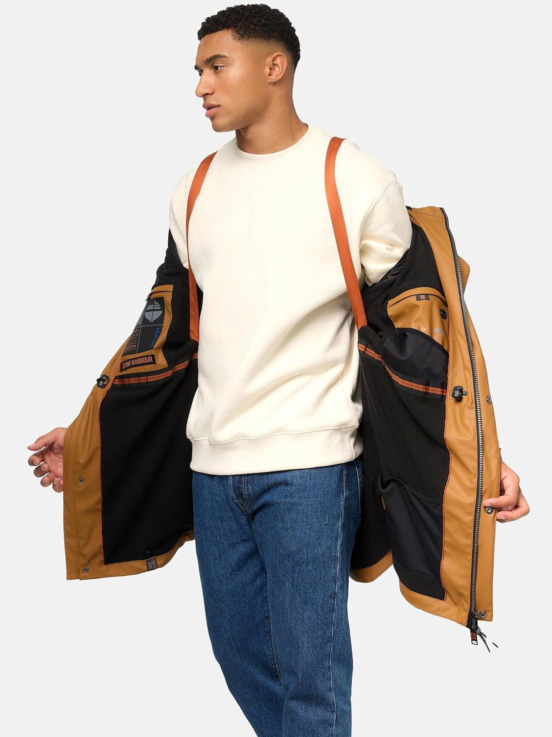 STONE HARBOUR wasserdichter gefütterter Herren Regenmantel Verdaan S-3XL S Tobacoo, S Tobacoo