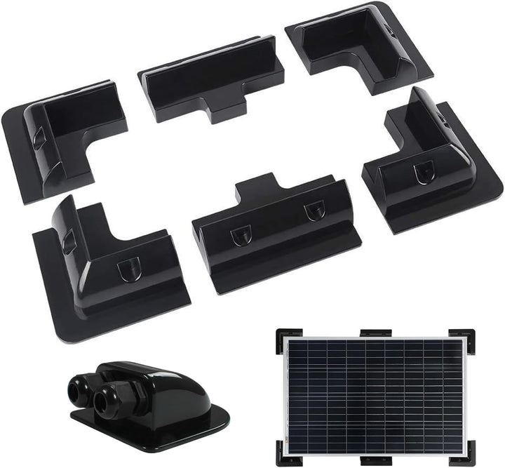 Baotkere Solar Panel ABS Montagehalterung, 7 Stcs Bohrer Eckschutzkit mit Kabeleingangsdrüse, Verwen