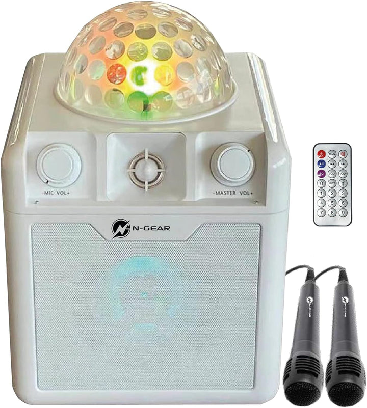 N-Gear DISCO410 Karaoke & Party Bluetooth Lautsprecher mit Discokugel, Mikrofon und Power Bank Funkt