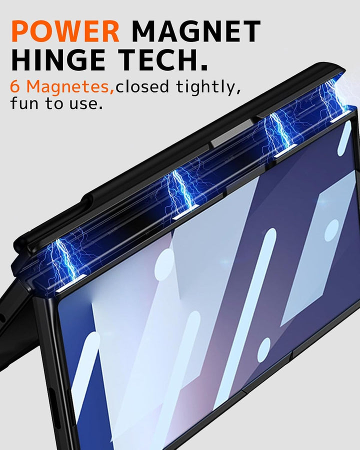 NINKI für Samsung Galaxy Z Fold 7 band Hülle Kohlefaser mit S Stylus,MAGNETIC Scharnierschutz Schutz