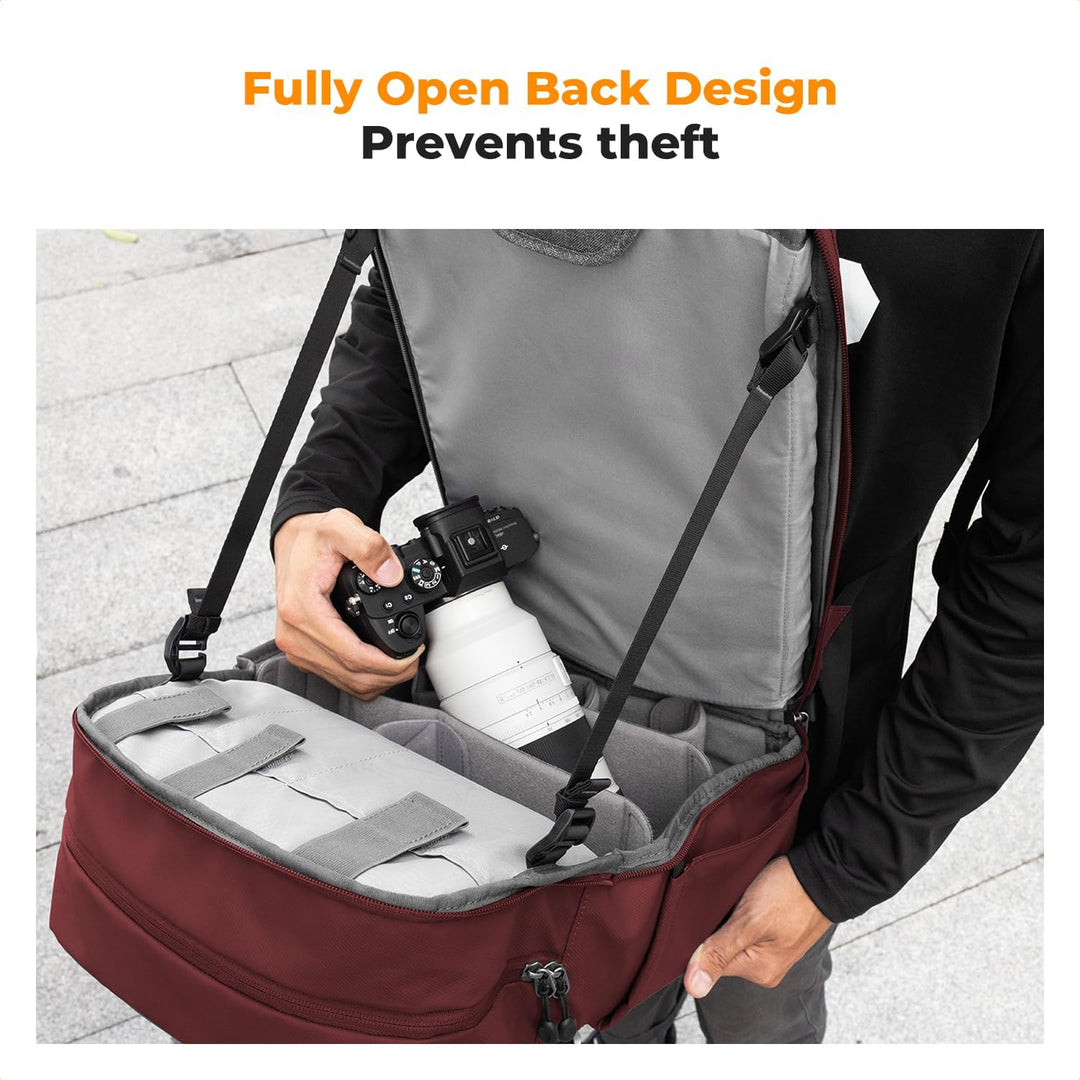 K&F CONCEPT Kamerarucksäcke 20L, Grosse Camera Backpack 15,6 Zoll Laptopfach, Spritzwassergeschutzt