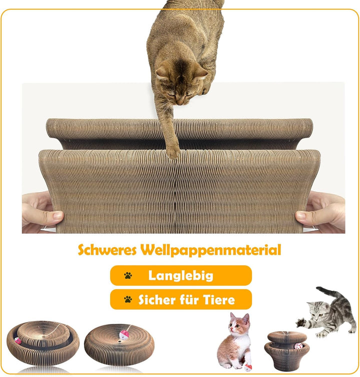 Magic Organ Cat Scratching Board 36cm lang, Katzenspielzeug Selbstbeschäftigung aus Pappe mit Glocke