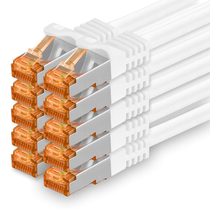 1,5m - Cat.7 Netzwerkkabel Weiss - 10 Stück Gigabit Ethernet LAN Kabel 10000 Mbit s Patchkabel Cat7