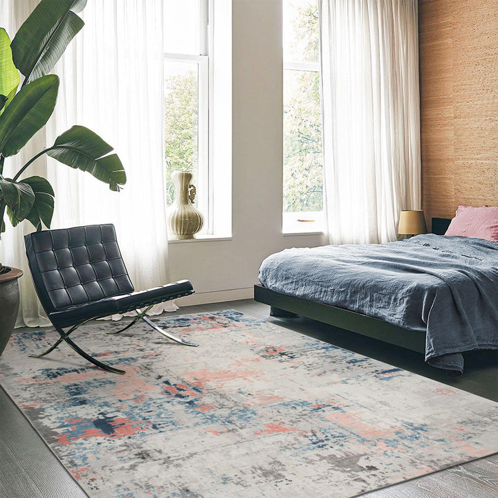 TALETA Teppich Wohnzimmer, waschbarer Teppich Kurzflor, Moderner Teppich für Schlafzimmer, Küche, Es