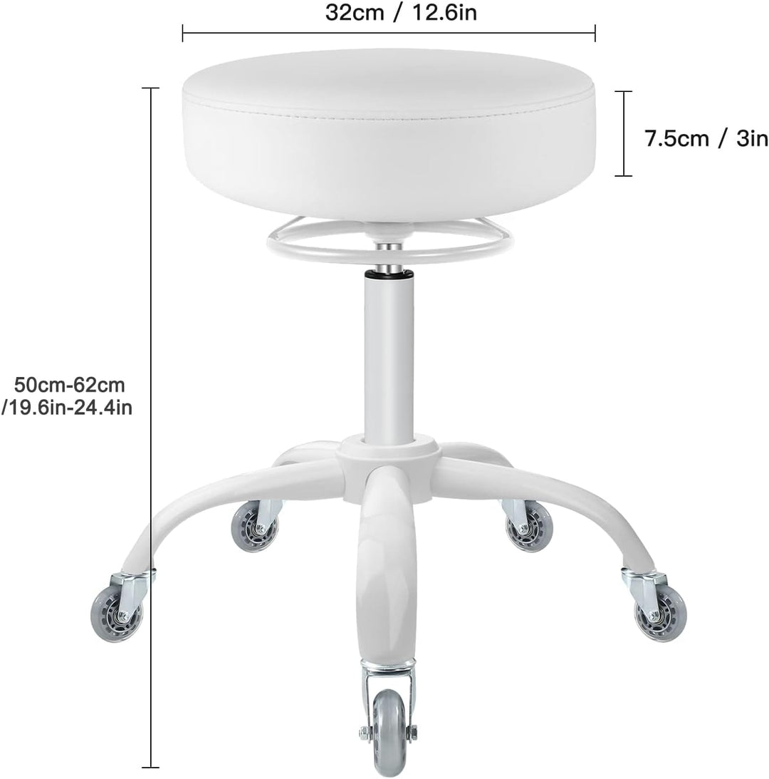 Rollhocker höhenverstellbar mit Rollen - 50-62cm，bis 180 kg belastbare Arbeitshocker，360° Drehhocker