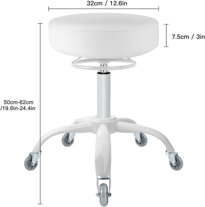 Rollhocker höhenverstellbar mit Rollen - 50-62cm，bis 180 kg belastbare Arbeitshocker，360° Drehhocker