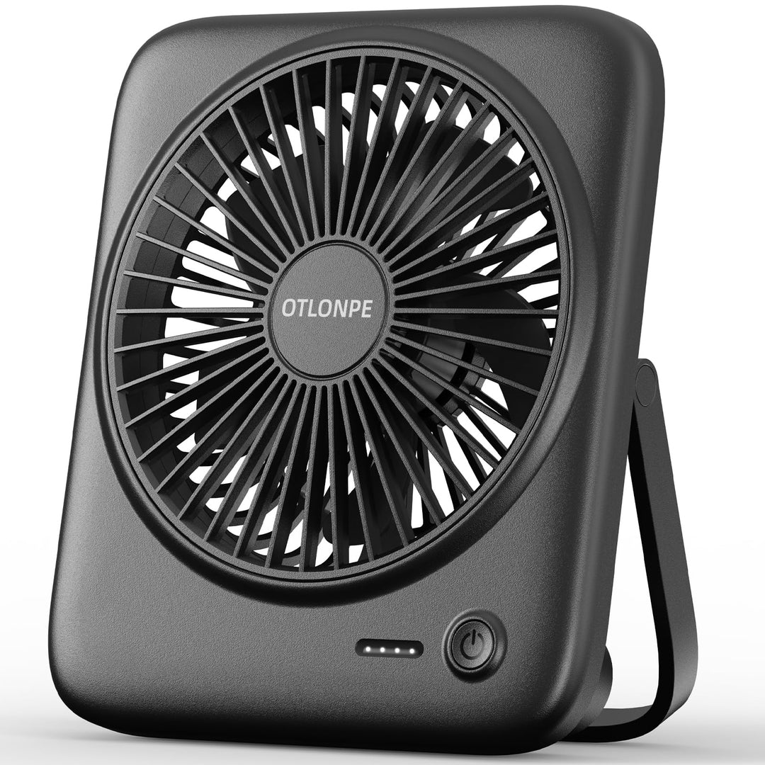 Otlonpe Tischventilator Leise, 4000mAh Akku Tisch Ventilator Tragbar, 4-Speed Tischventilatoren Klei