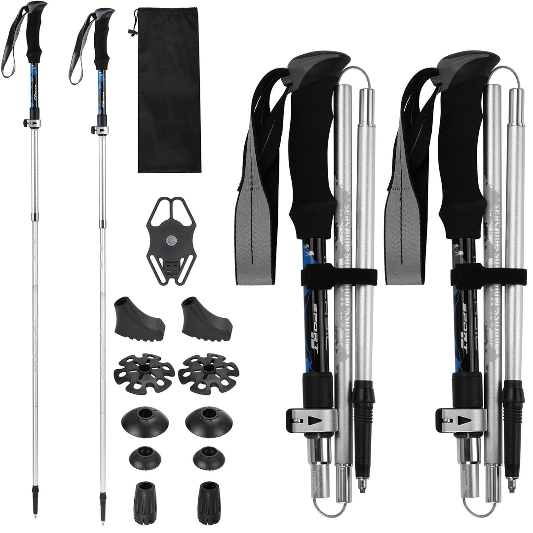 2 Stück Aluminium Wanderstöcke für Damen und Herren, Nordic Walking Stöcke, Leichte Wanderstöcke Tel