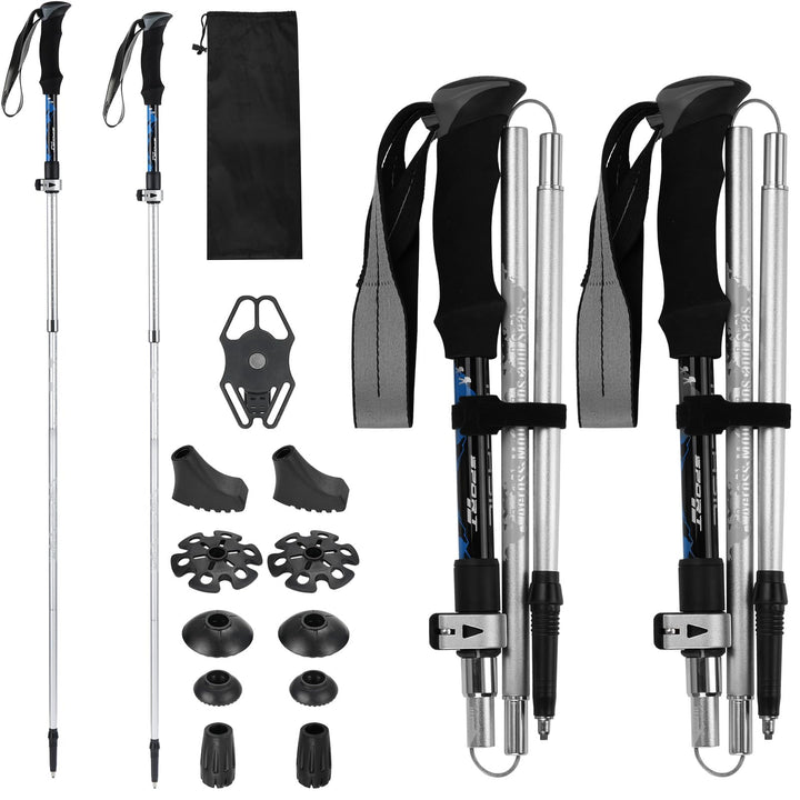 2 Stück Aluminium Wanderstöcke für Damen und Herren, Nordic Walking Stöcke, Leichte Wanderstöcke Tel