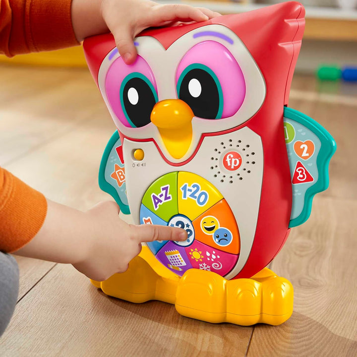 Fisher-Price - BlinkiLinkis Schlaue Eule, Französische Version, interaktives Lern-Spielzeug mit Musi