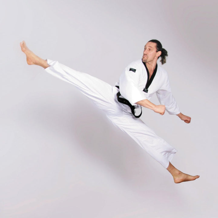 DEPICE Taekwondo Anzug Taeryon mit schwarzem Revers 200 cm, 200 cm