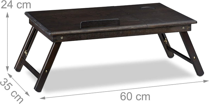Relaxdays Bambus Laptoptisch, HBT: 24x60x35cm, höhenverstellbarer Laptopständer für Bett und Sofa, m