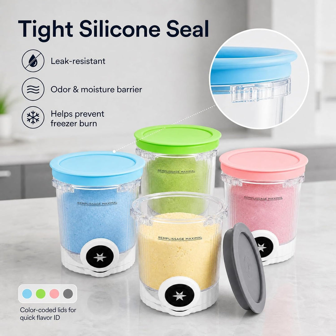 4 Stück Eiscreme Behälter Set für Ninja Creami, Ersatz Pint Container mit Deckel für NC700 NC701 Mod