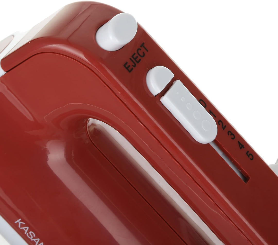 Elektrischer Handmixer, 300 W, 5 Geschwindigkeiten, Rot