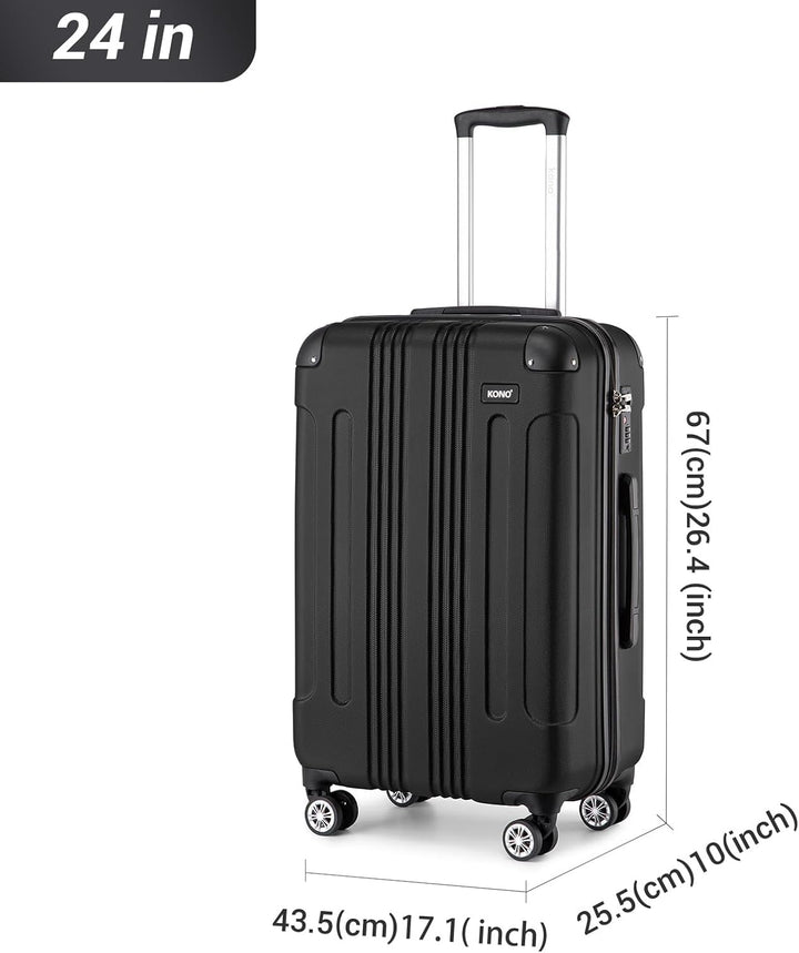 KONO Trolley Koffer Mittelgross Leicht Hartschalenkoffer Reisekoffer mit 4 Rollen, 65x42x26cm, 65Lit