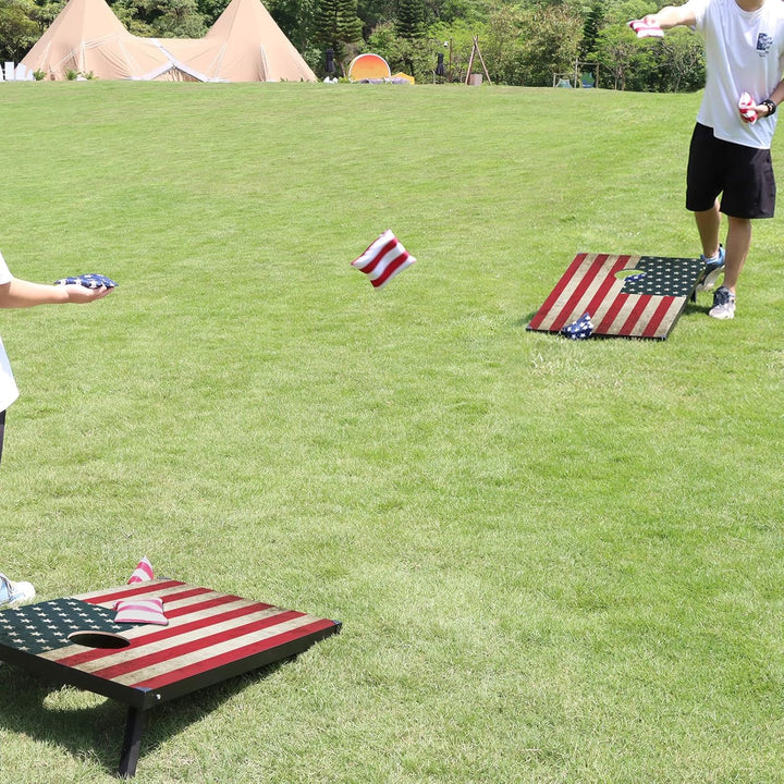 Cornhole Spiel Verordnung Grösse 91cmx60cm, Sackloch Spiel mit Corn Hole Spiel mit 2 Boards, 8 Wurfb