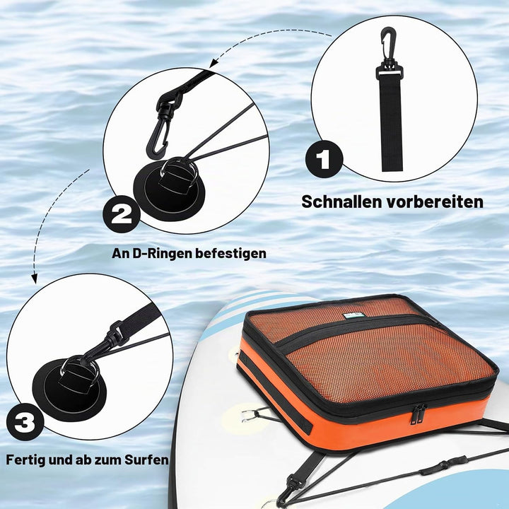 Paddle Board Kühltasche, wasserdichte Surf Sup Deck Kühltasche, isoliert, auslaufsicher, 10 Dosen, S
